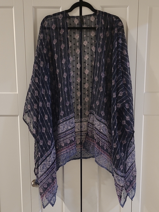 Lane Bryant Accessories - Lane Bryant Navy Sheer Patterned Kimono Cover-Up